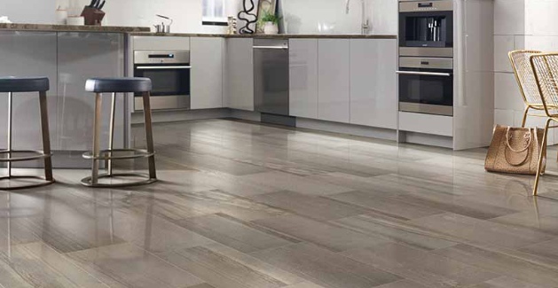beautiful stone tile floor in a modern kitchen